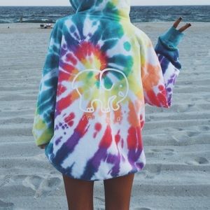 Ivory Ella oversized rainbow tie dye hoodie